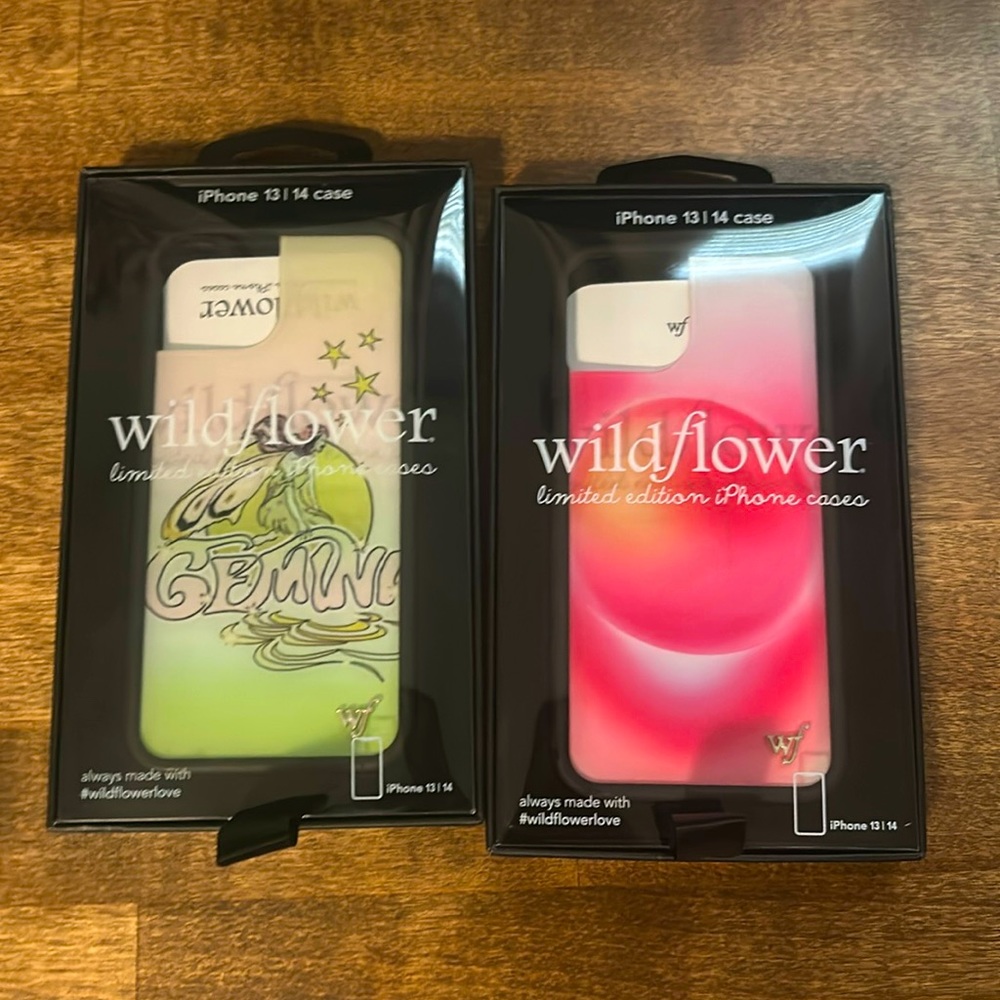 iphone 13/14 gemini and pink aura wildflower case